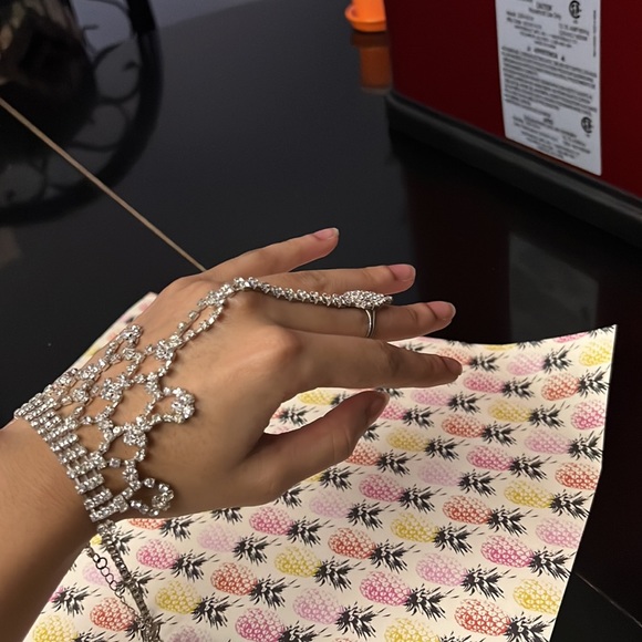 Womens clear ring bracelet covered in diamonds - Picture 3 of 4